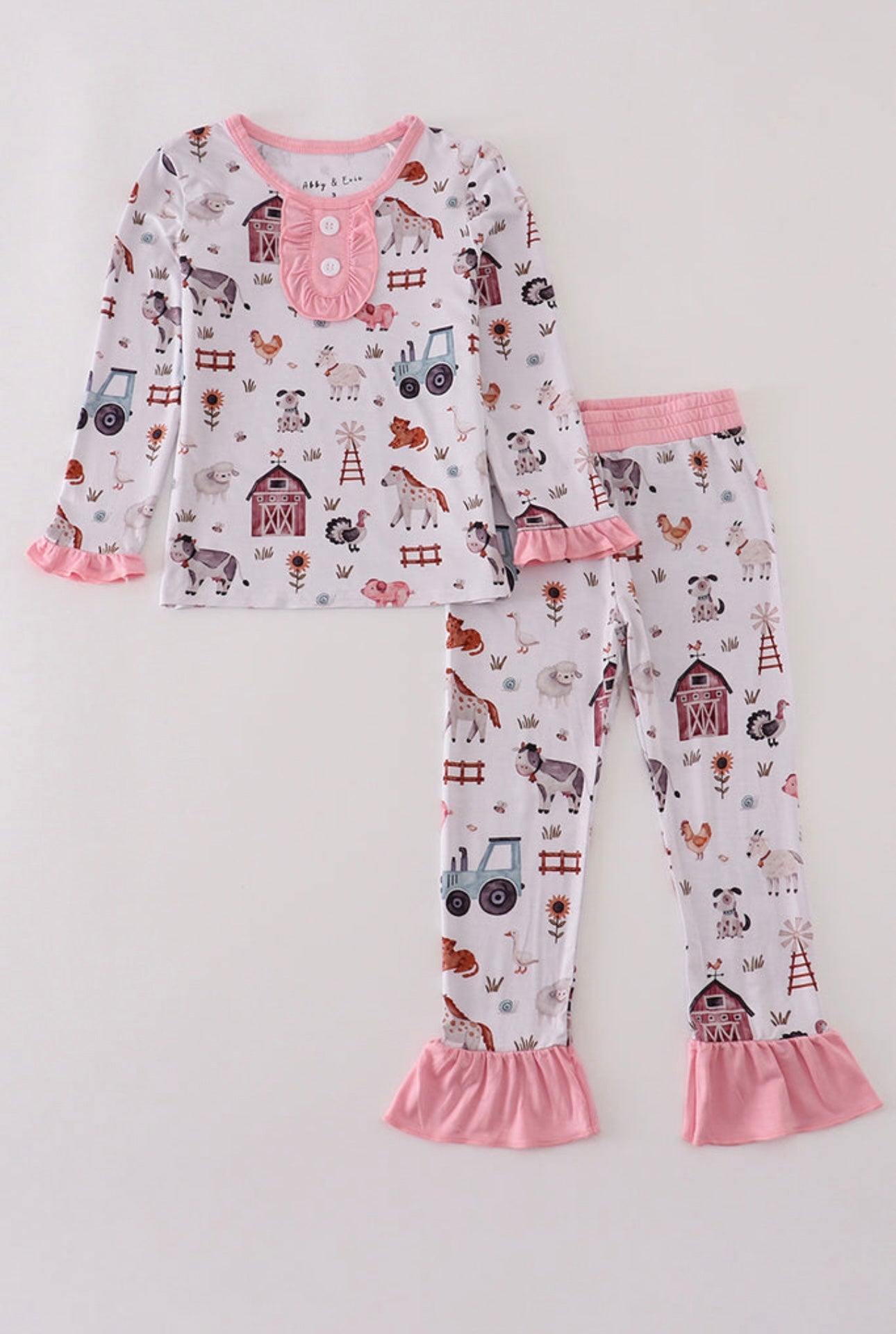 Girls Pink Farm Bamboo Pajamas
