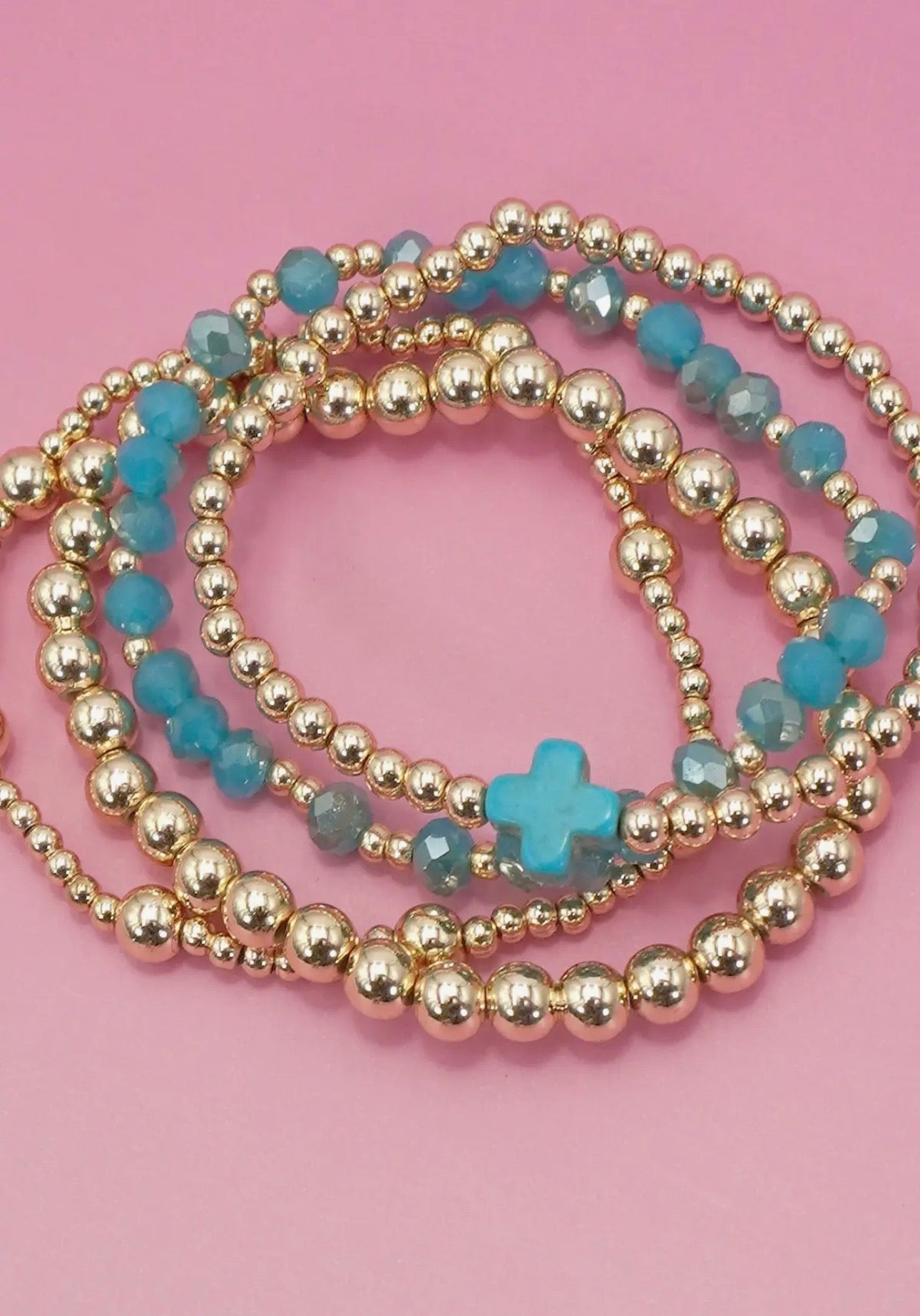 Boho Cross Turquoise Bracelet Set