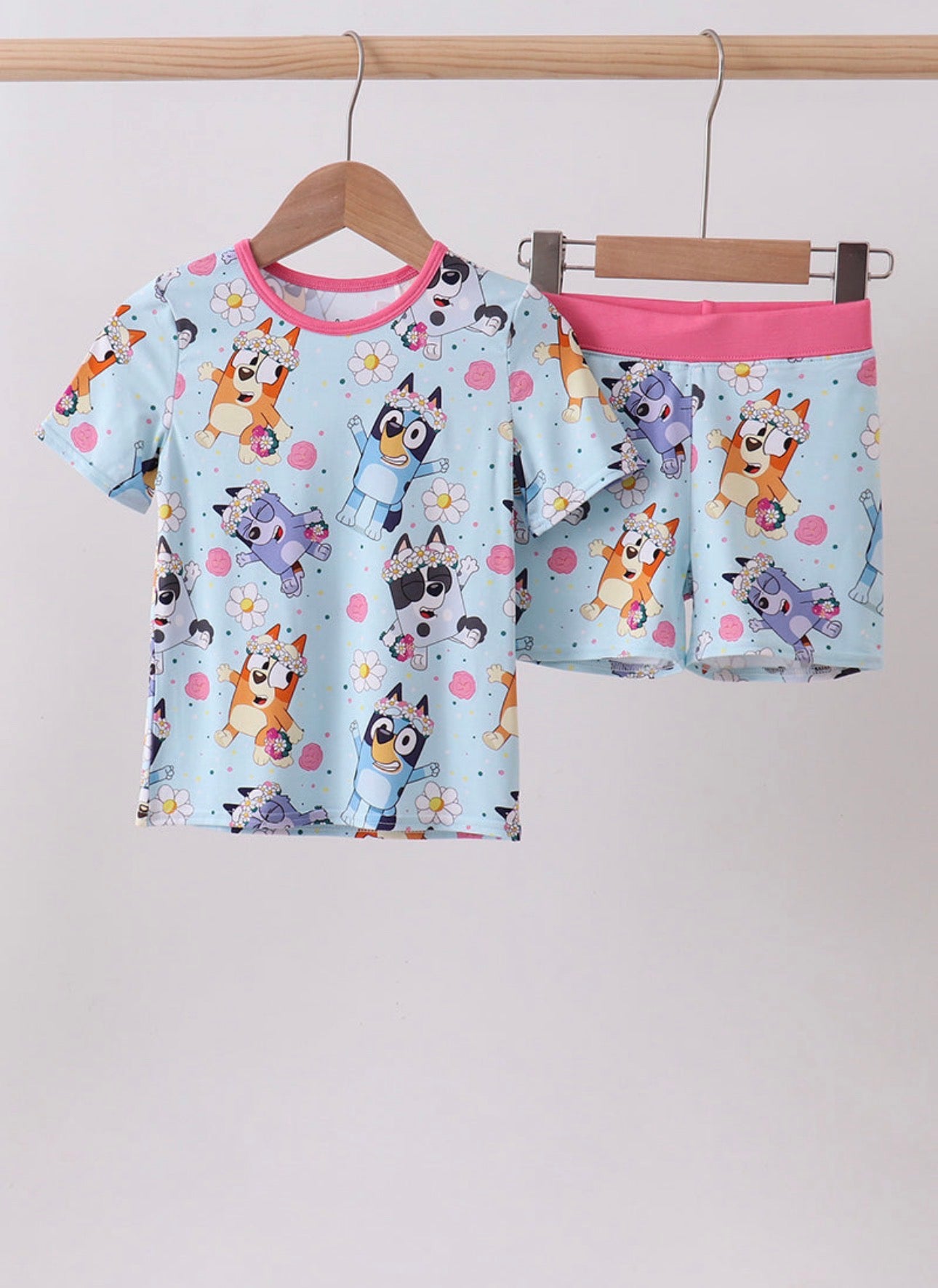 Blue Floral Bamboo Pajamas Set