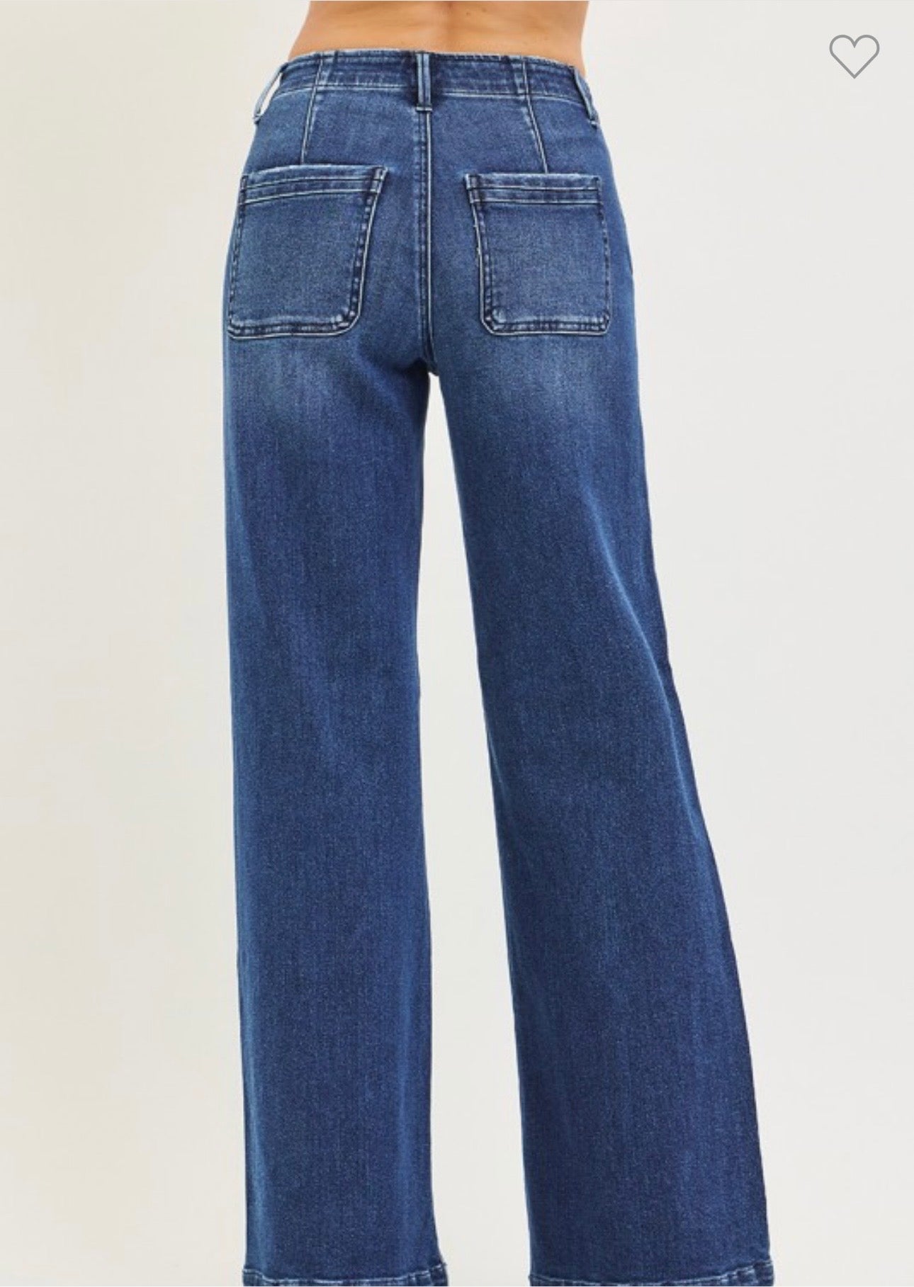 High Rise Wide Leg Slanted Pocket Jeans