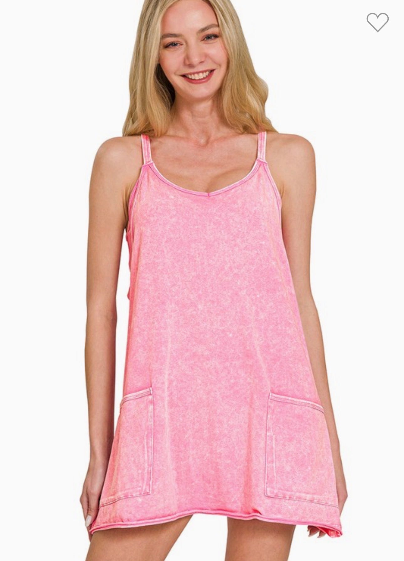 Pink Washed Romper Dress