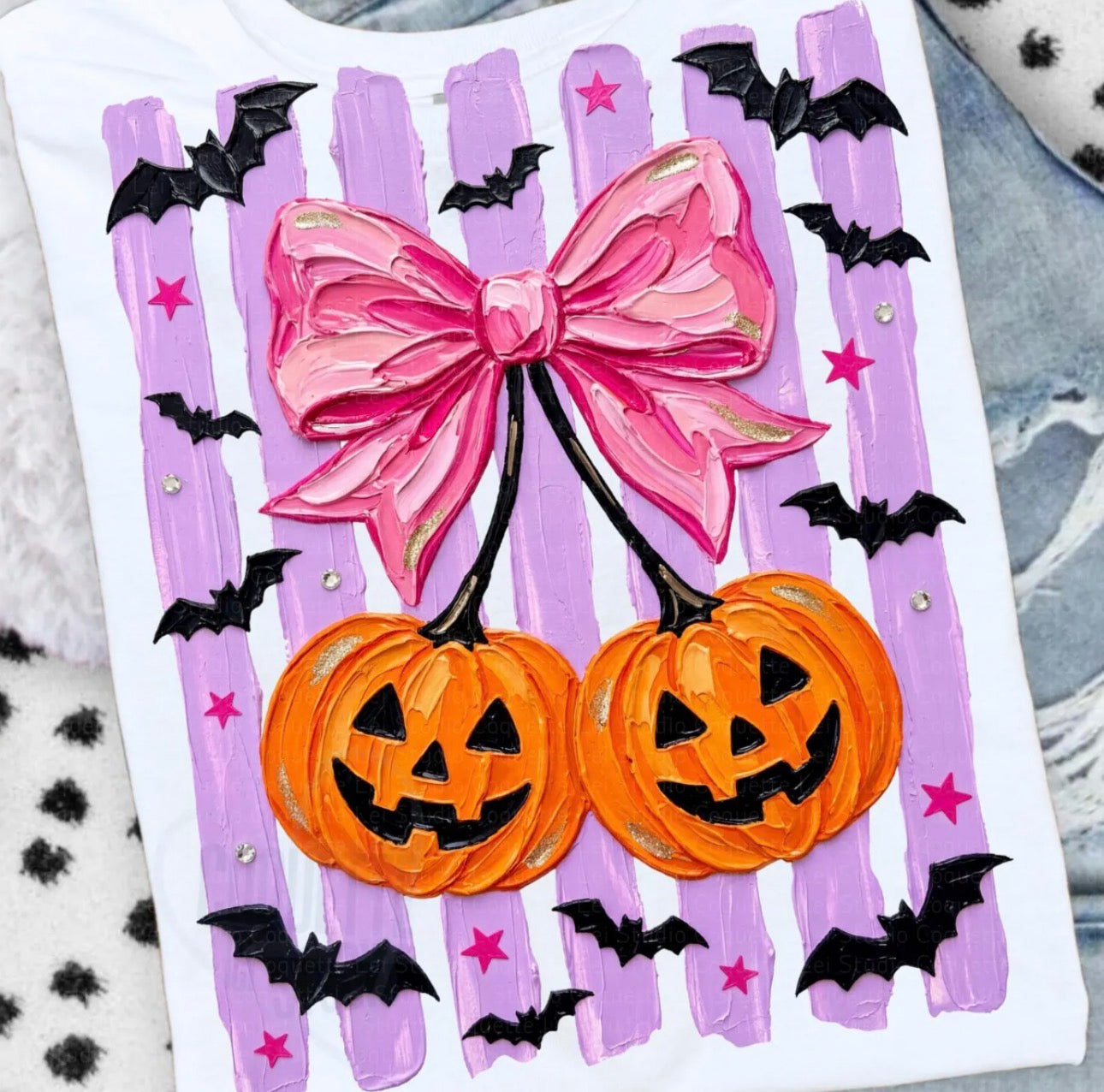 Ivory Stripe Pumpkin Bows