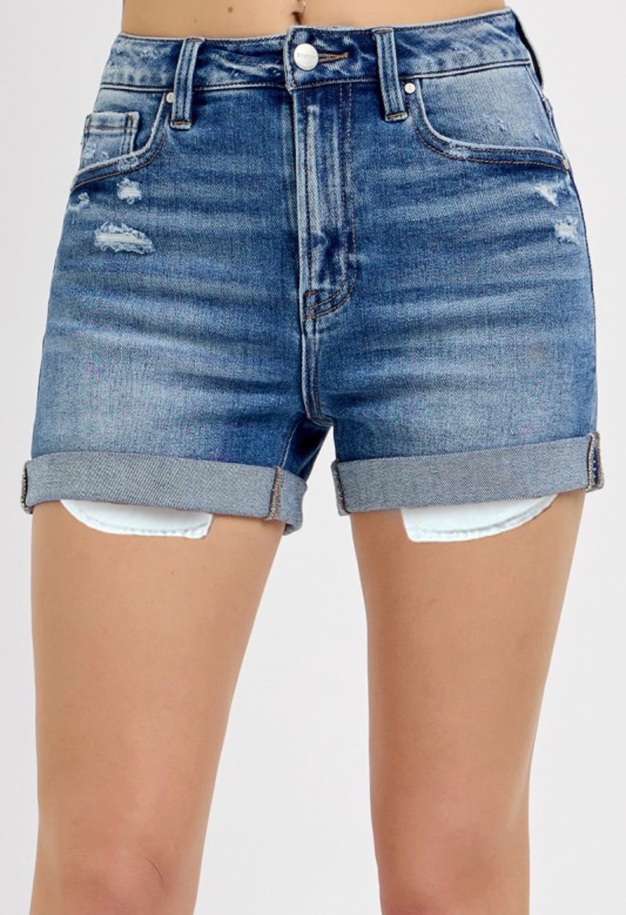 High Rise Rolled Up Shorts
