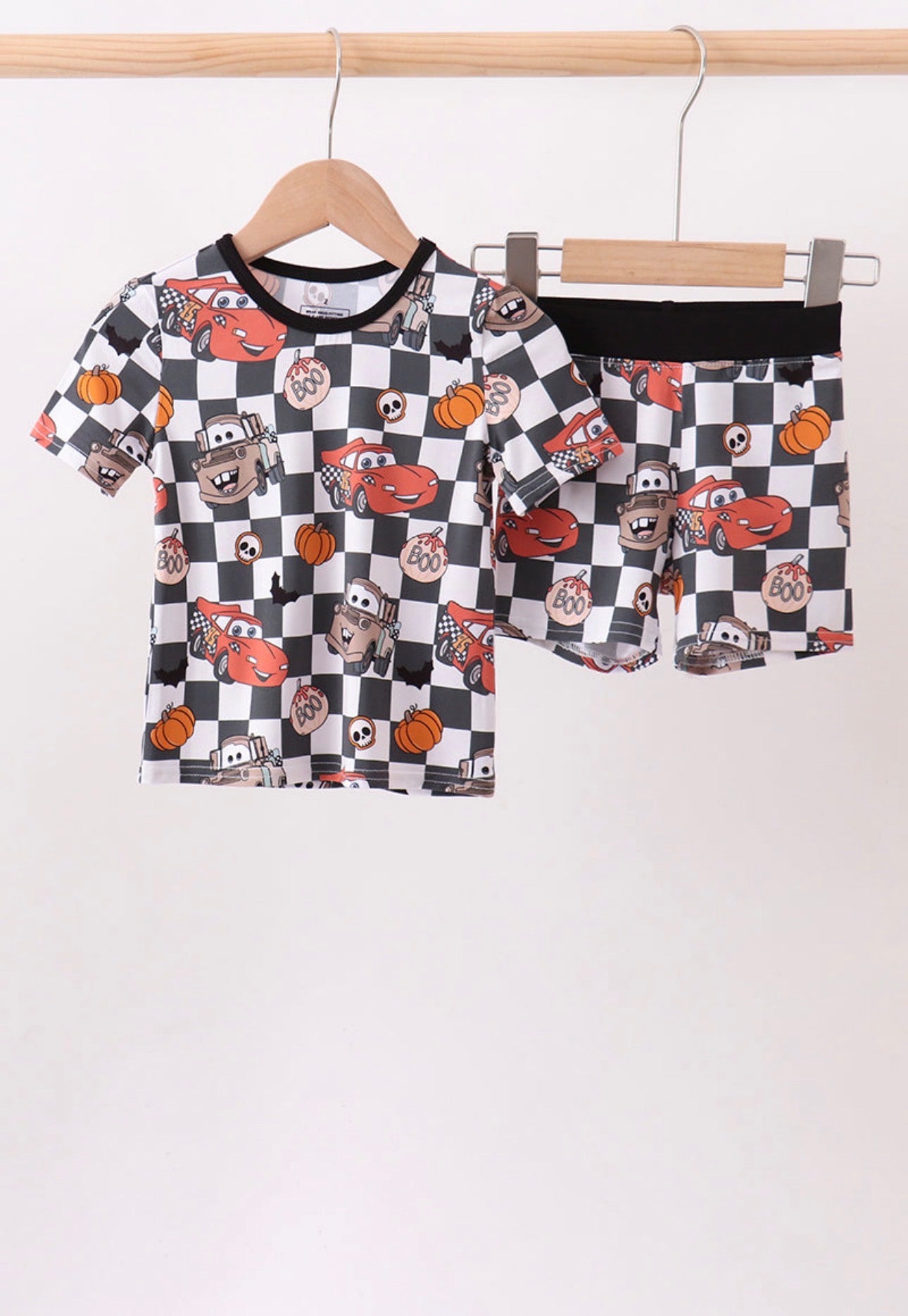 Checkered Cars Halloween Bamboo Set