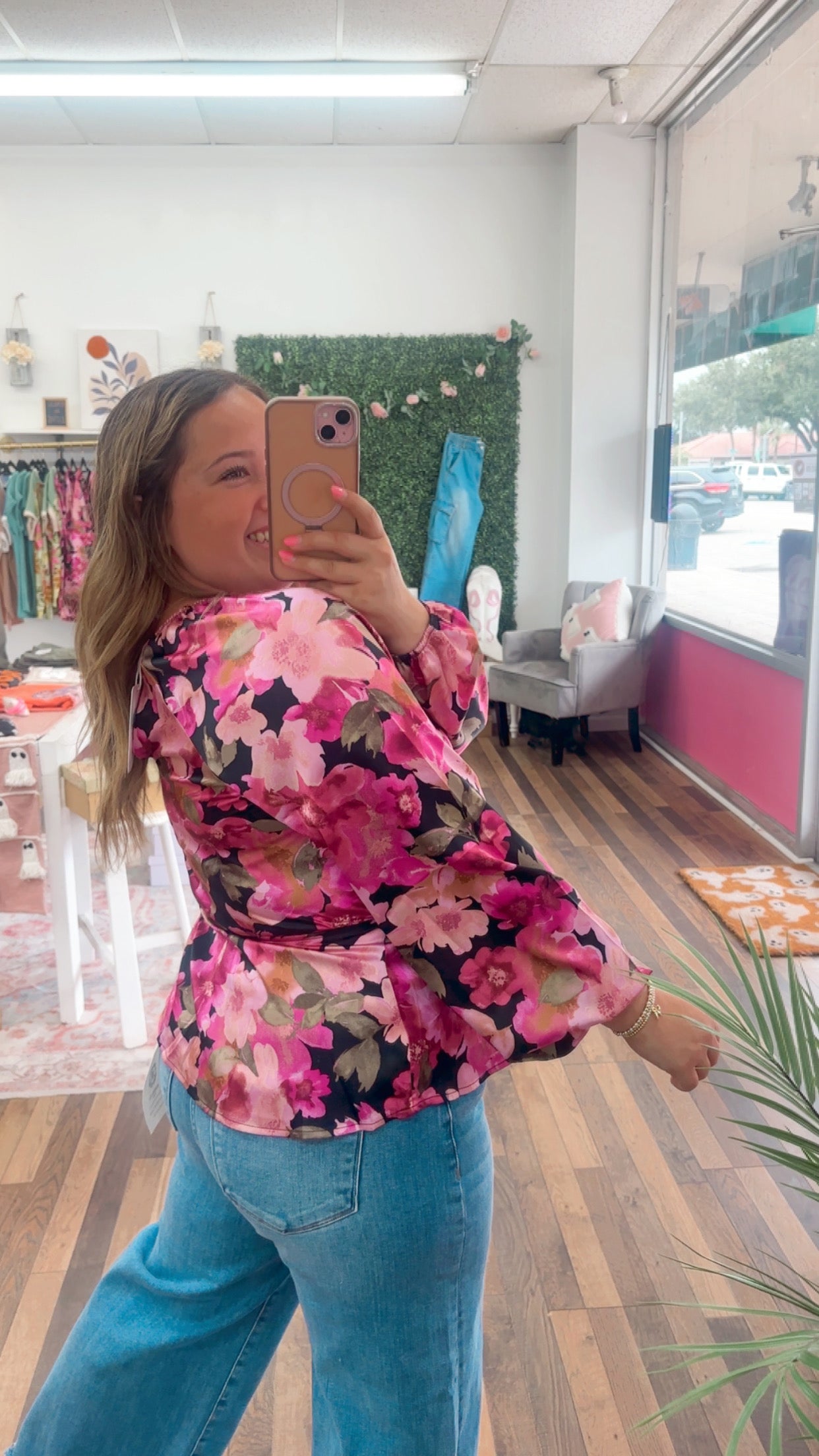 Black Fuchsia Pepplum Blouse