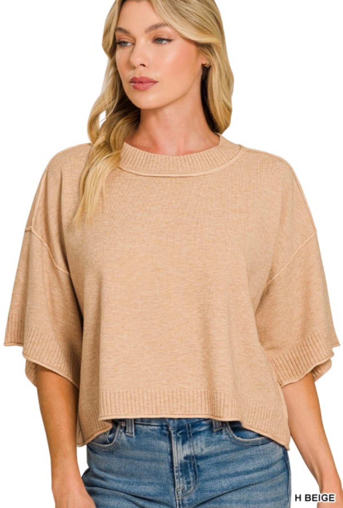Mock Neck Boxy Sweater