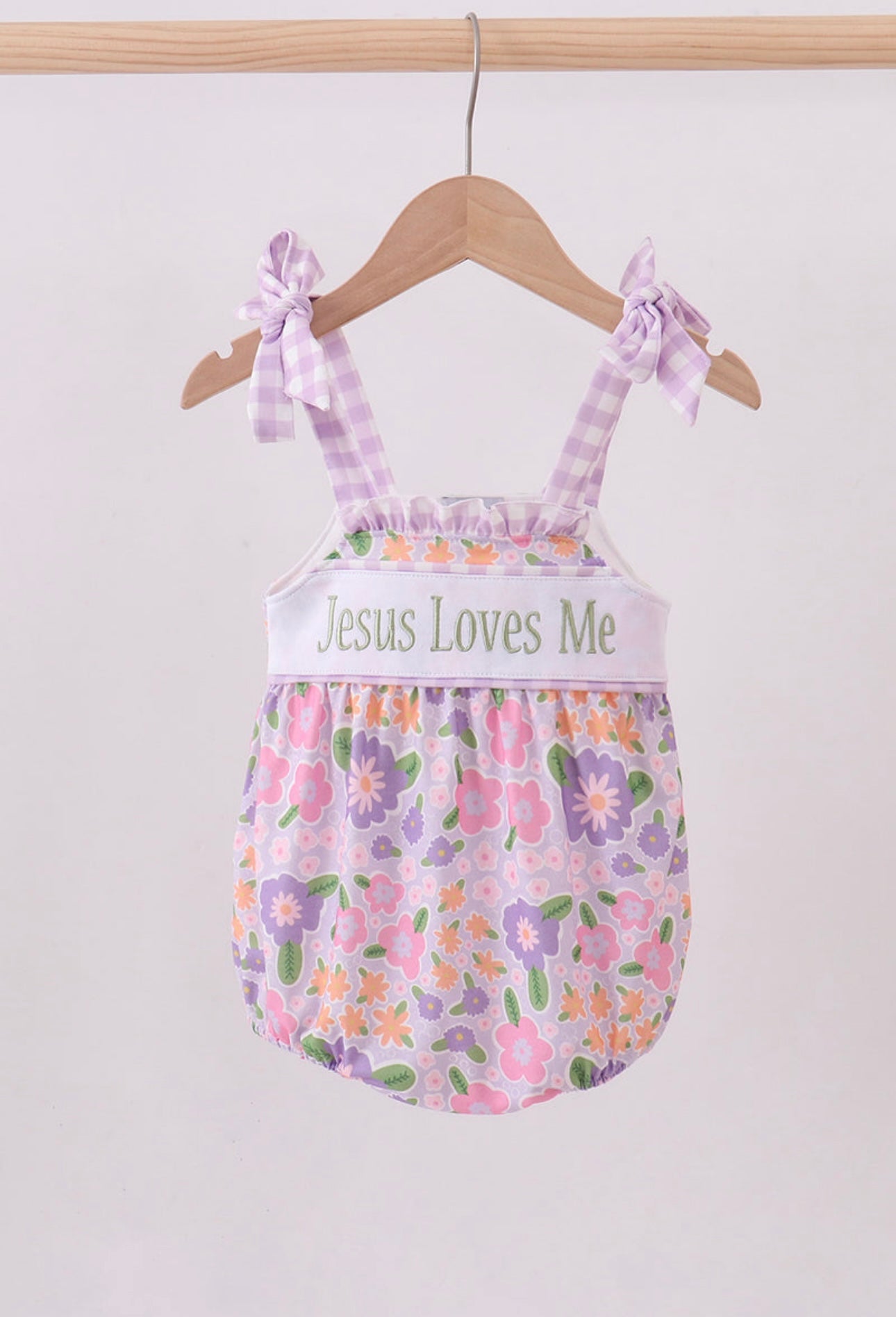 Jesus Loves Me Embroidery Romper