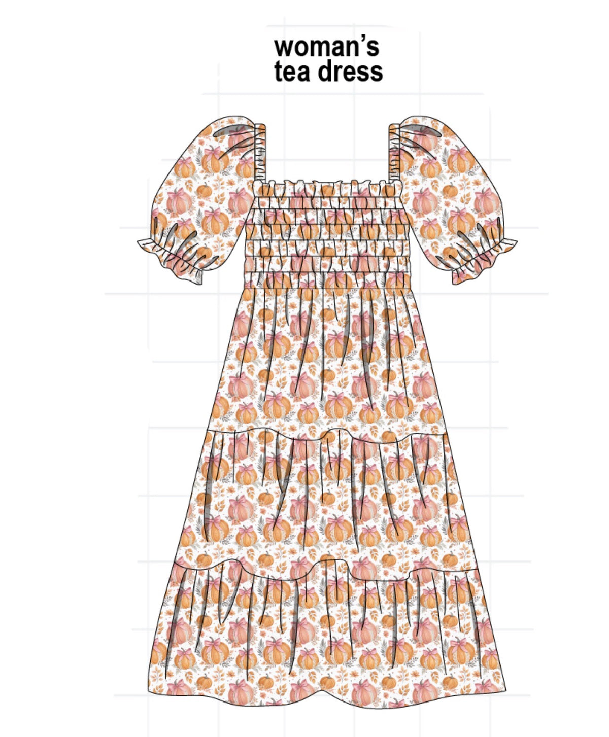 Orange Pumpkin Smocked Mom Dress