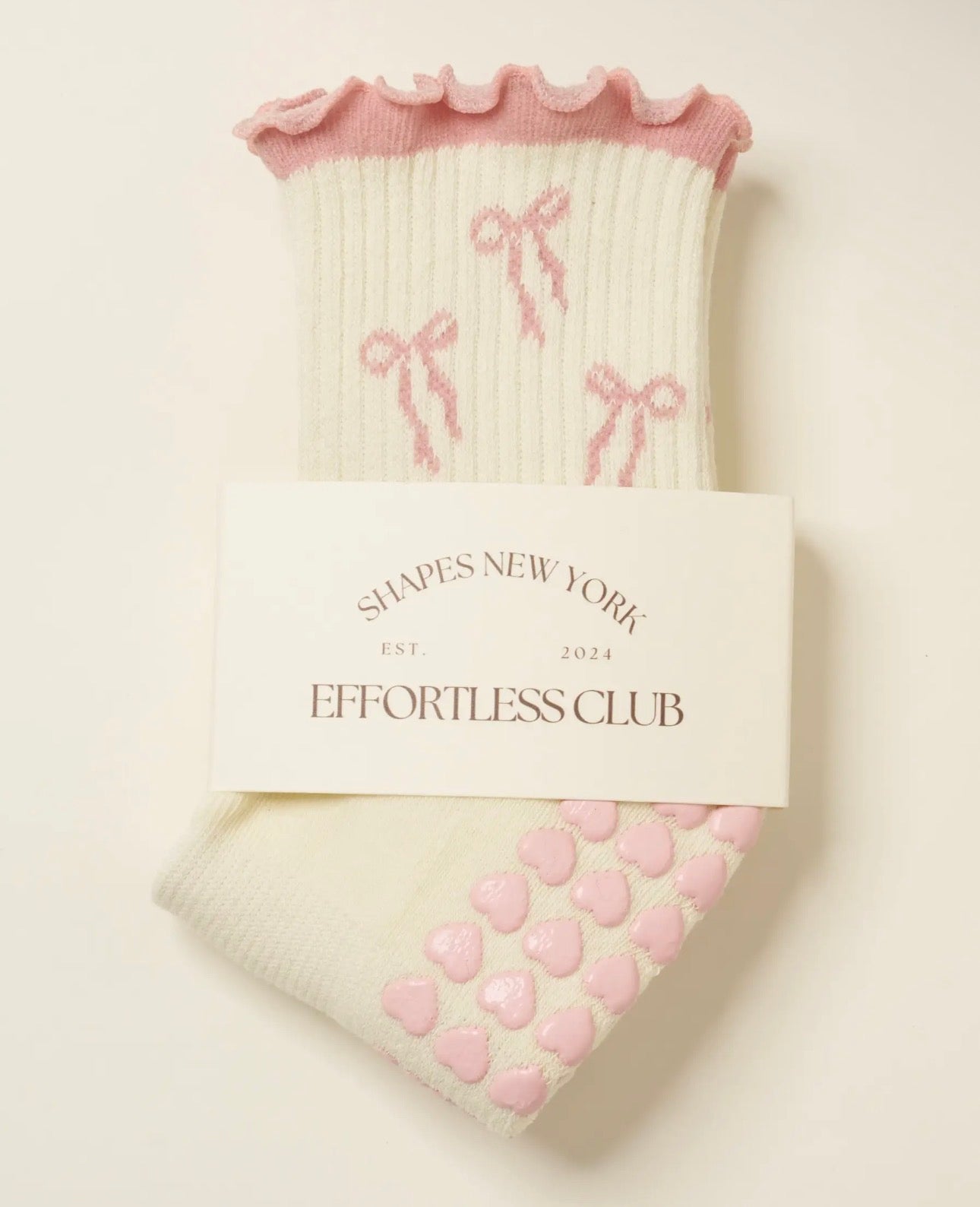 Light Pink Bow Pilates Socks