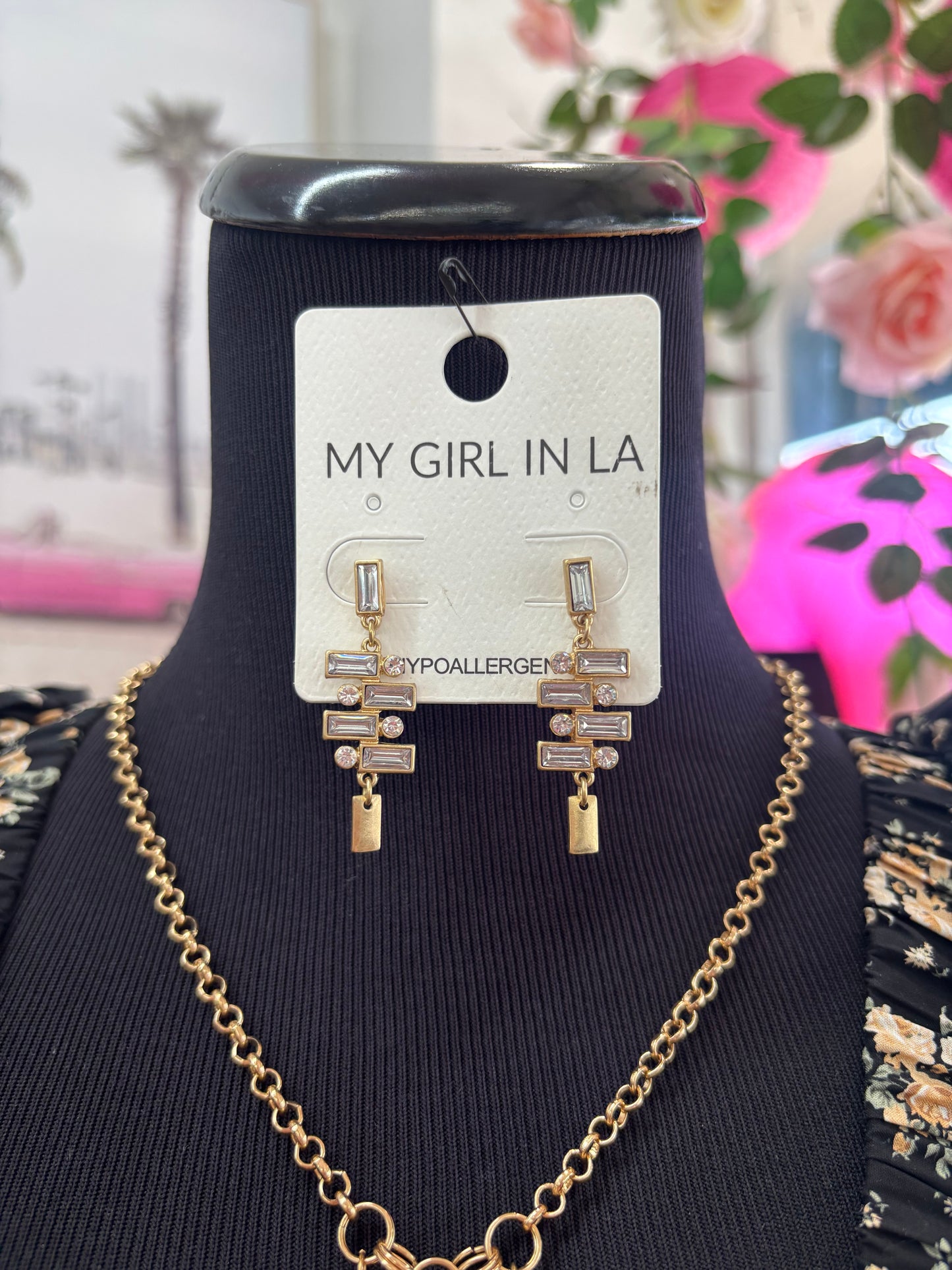 Gold Rectangle Earrings