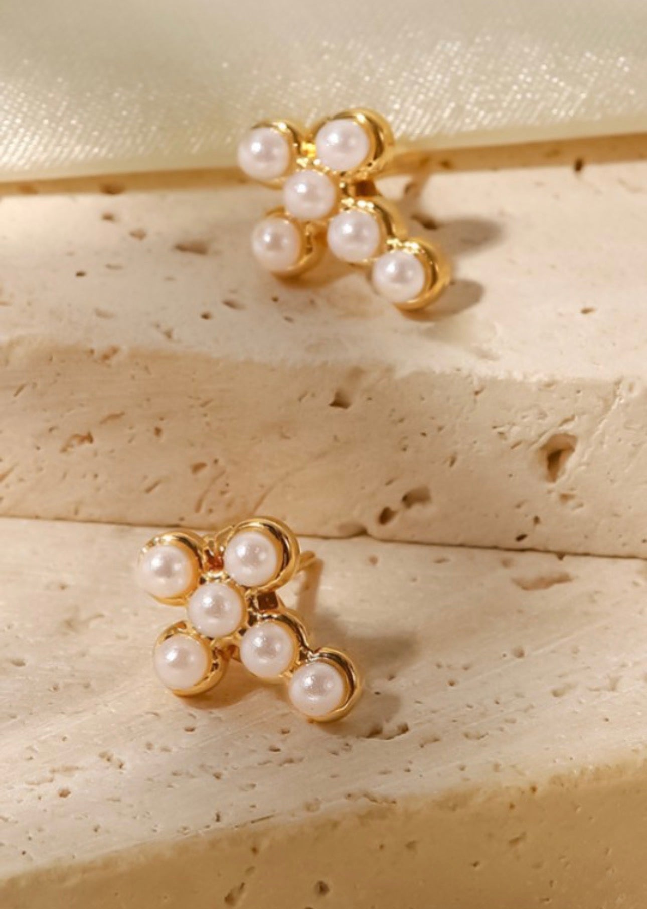 Pearl Cross Earrings