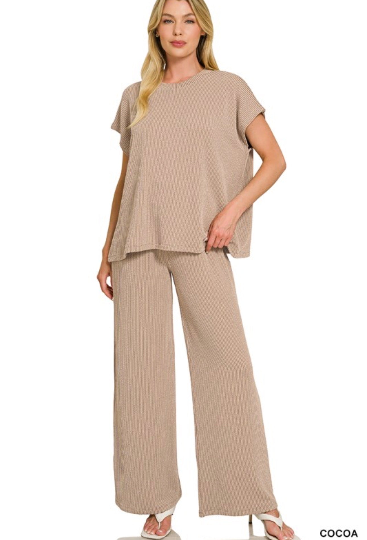 Ribbed Relaxed Top & Pants Set