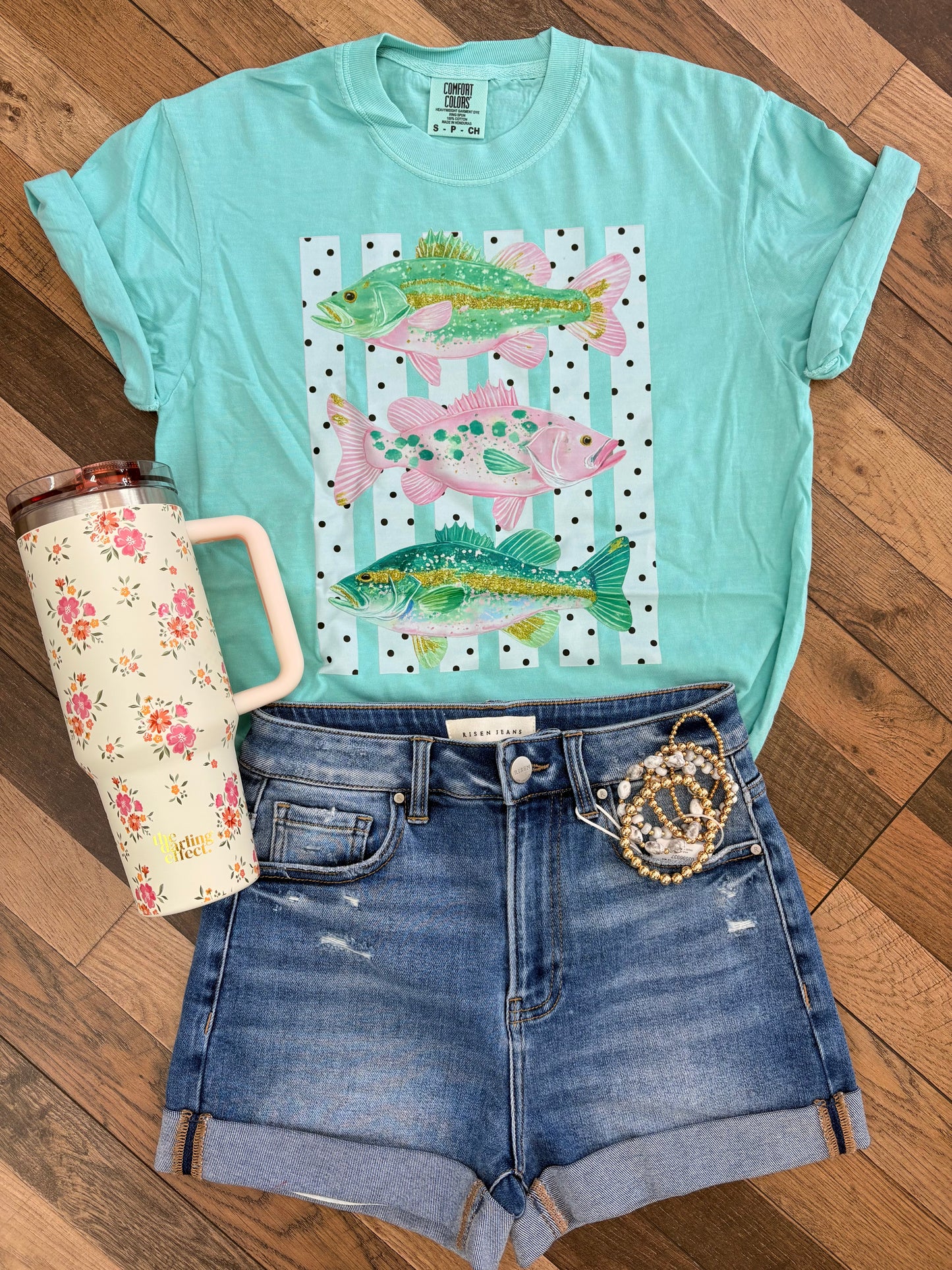 Teal & Pink Polkadot Fish Tee