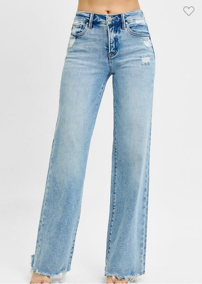Tummy Control Mid Rise Wide Jeans