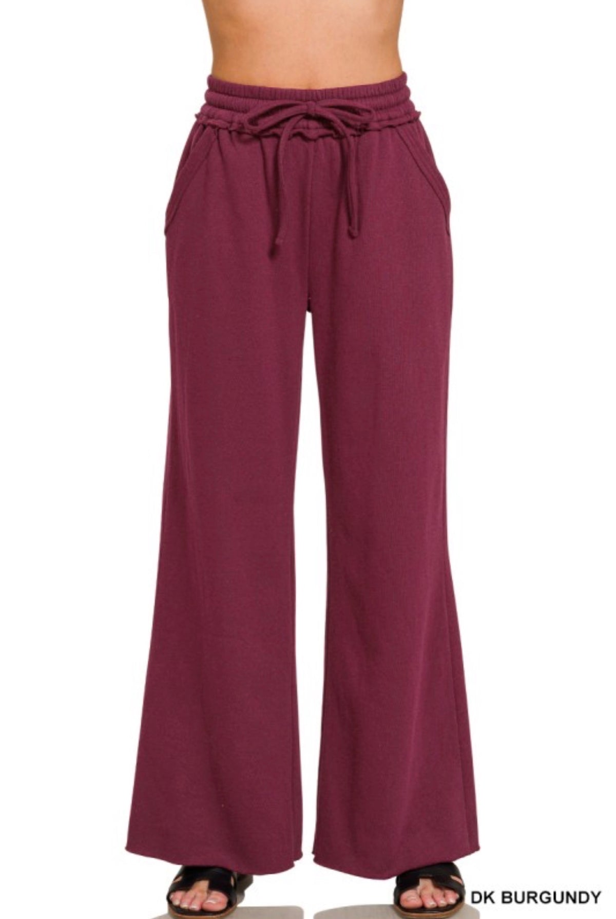 Fleece Seam Wide Leg Sweatpants