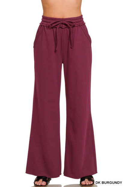 Fleece Seam Wide Leg Sweatpants