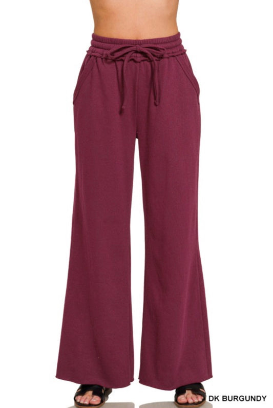 Fleece Seam Wide Leg Sweatpants