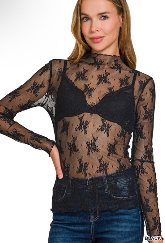 Lace See Through Layering Top