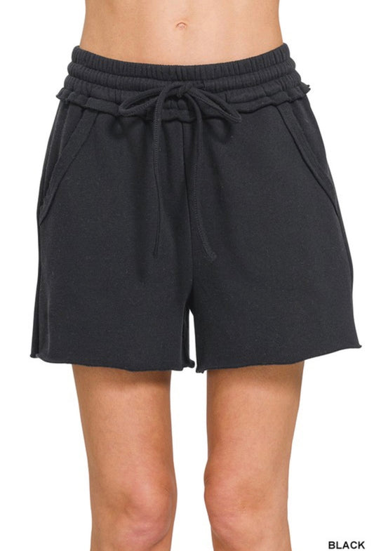 Fleece Raw Hem Shorts