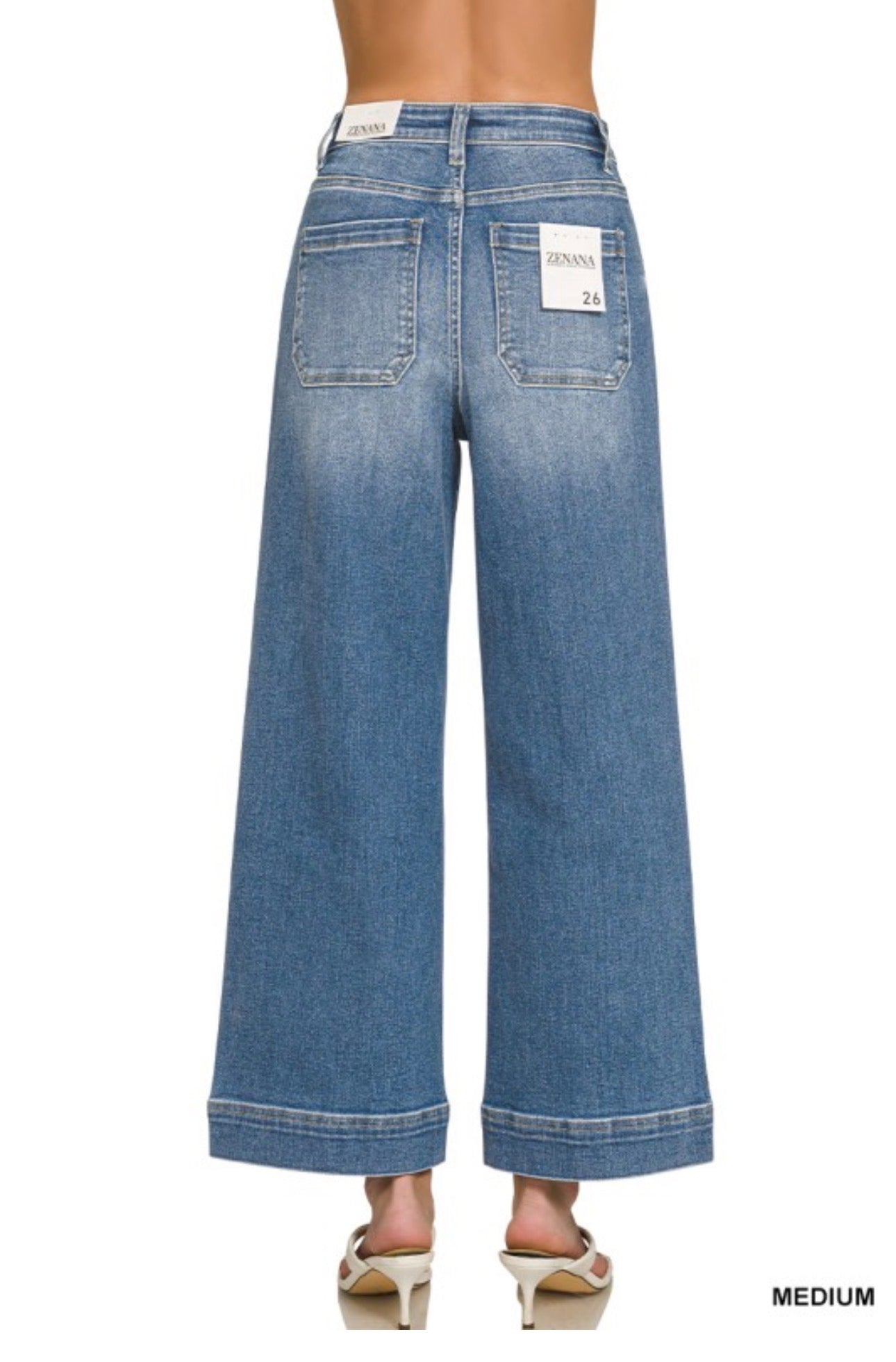 High Rise Wide Leg Denim Pants