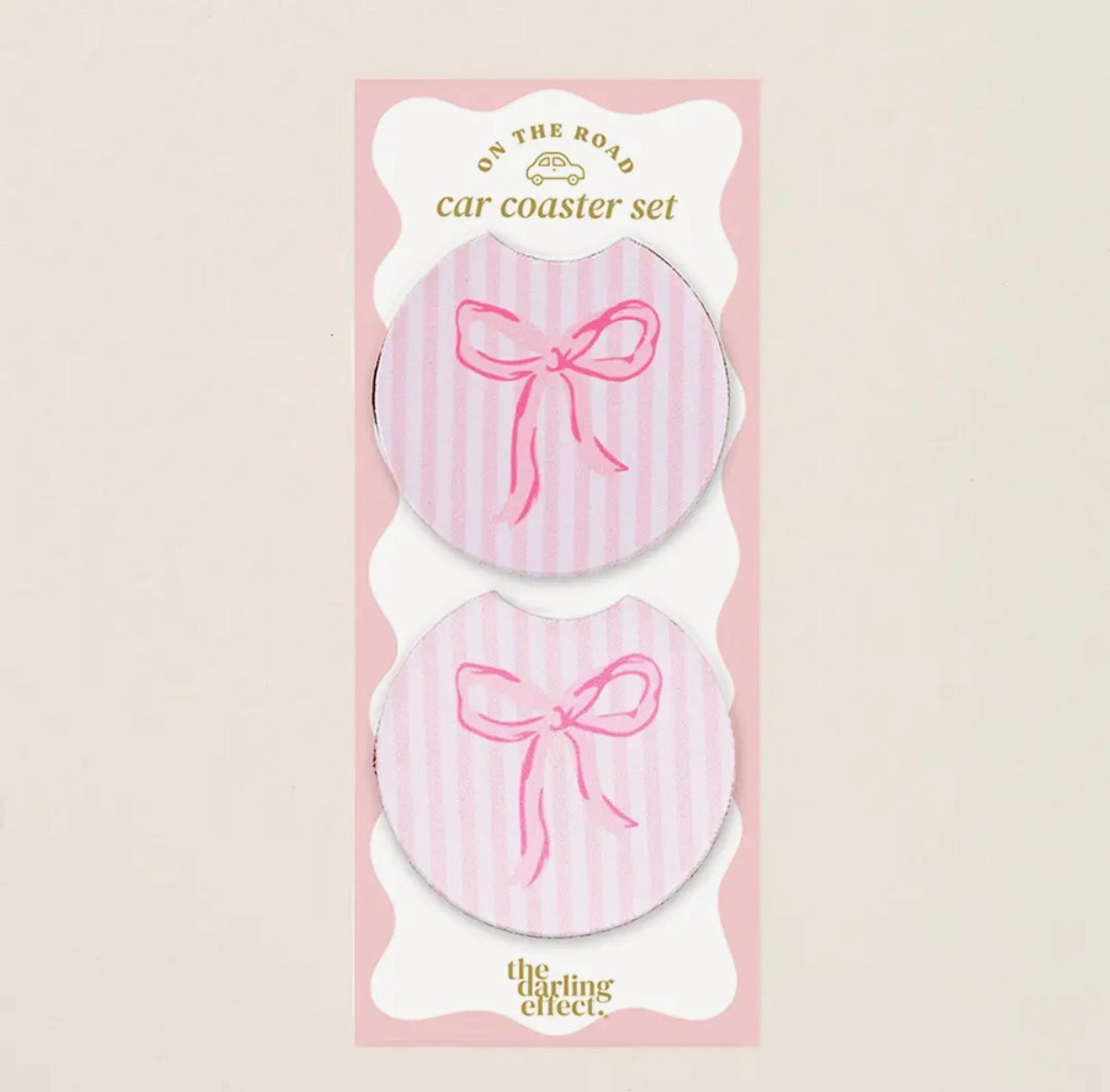 Pink Bow Car Coaster Set