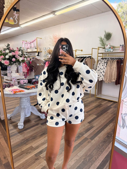 Cream/Navy Dots Shorts Set