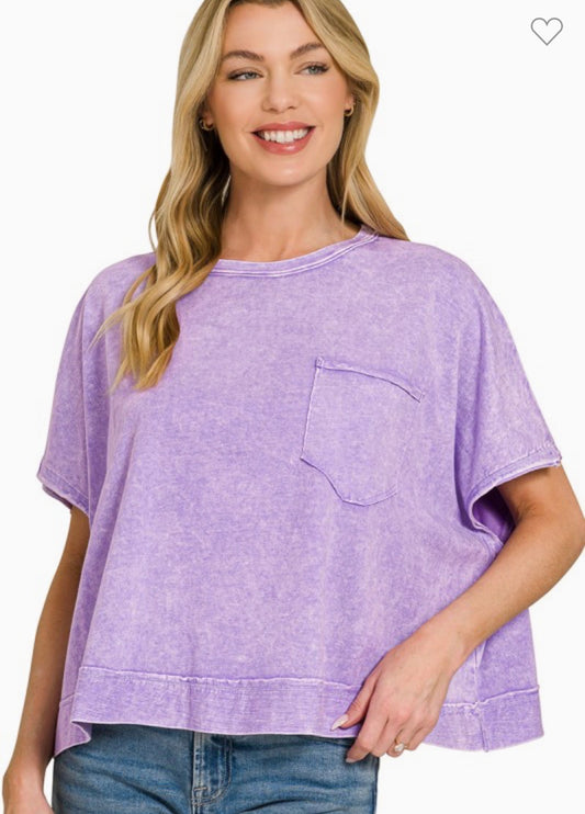 Violet Washed Pocket Tee