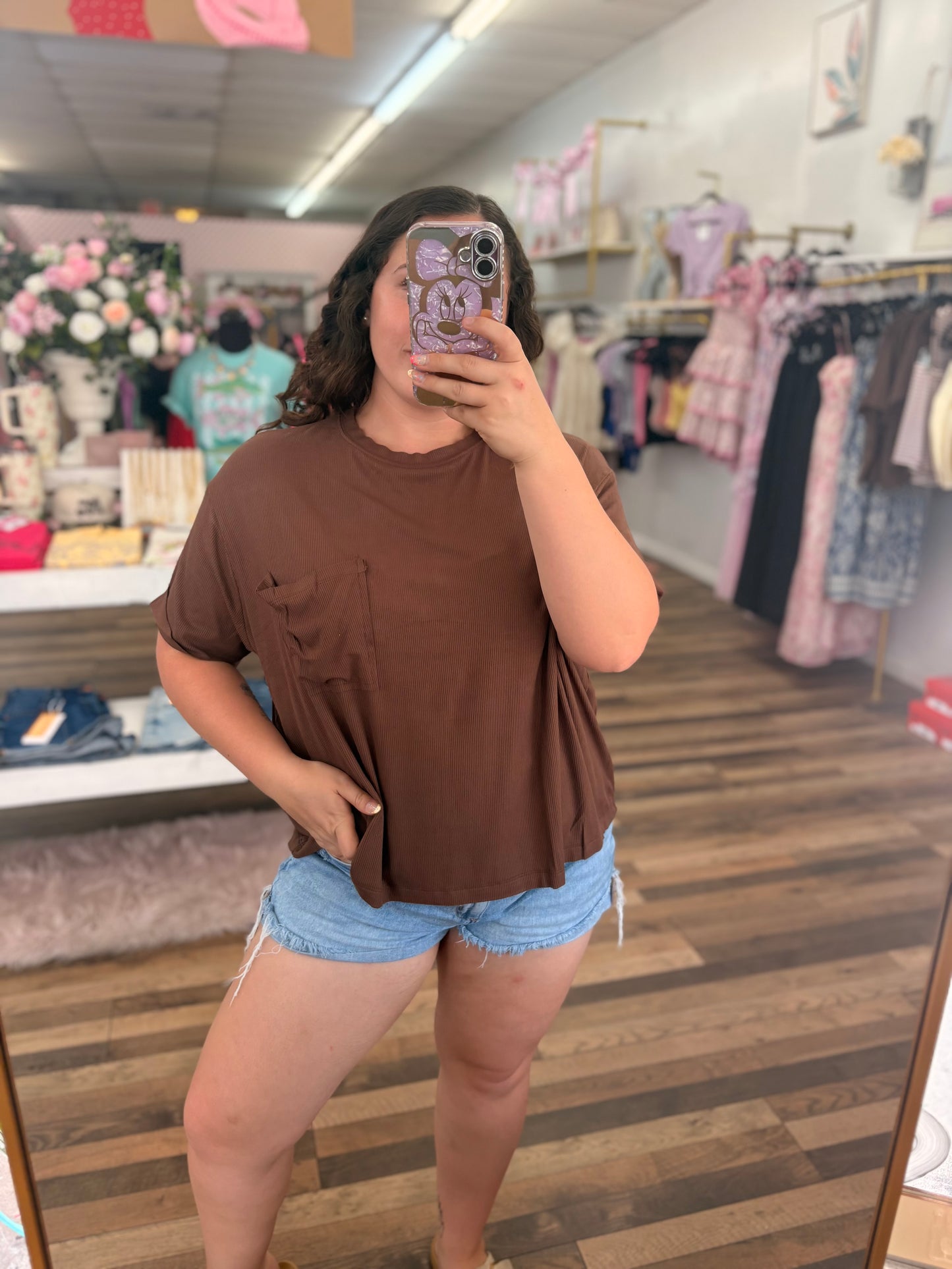 Oversized Ribbed Pocket Tee