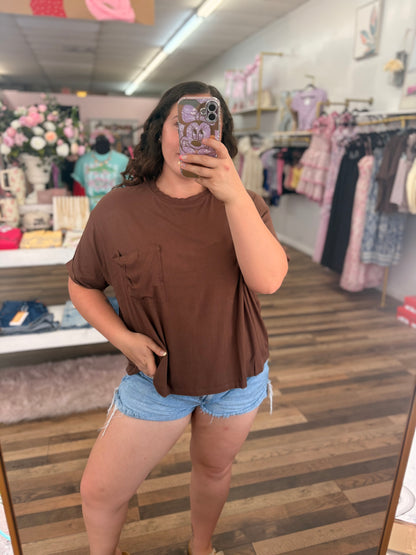 Oversized Ribbed Pocket Tee