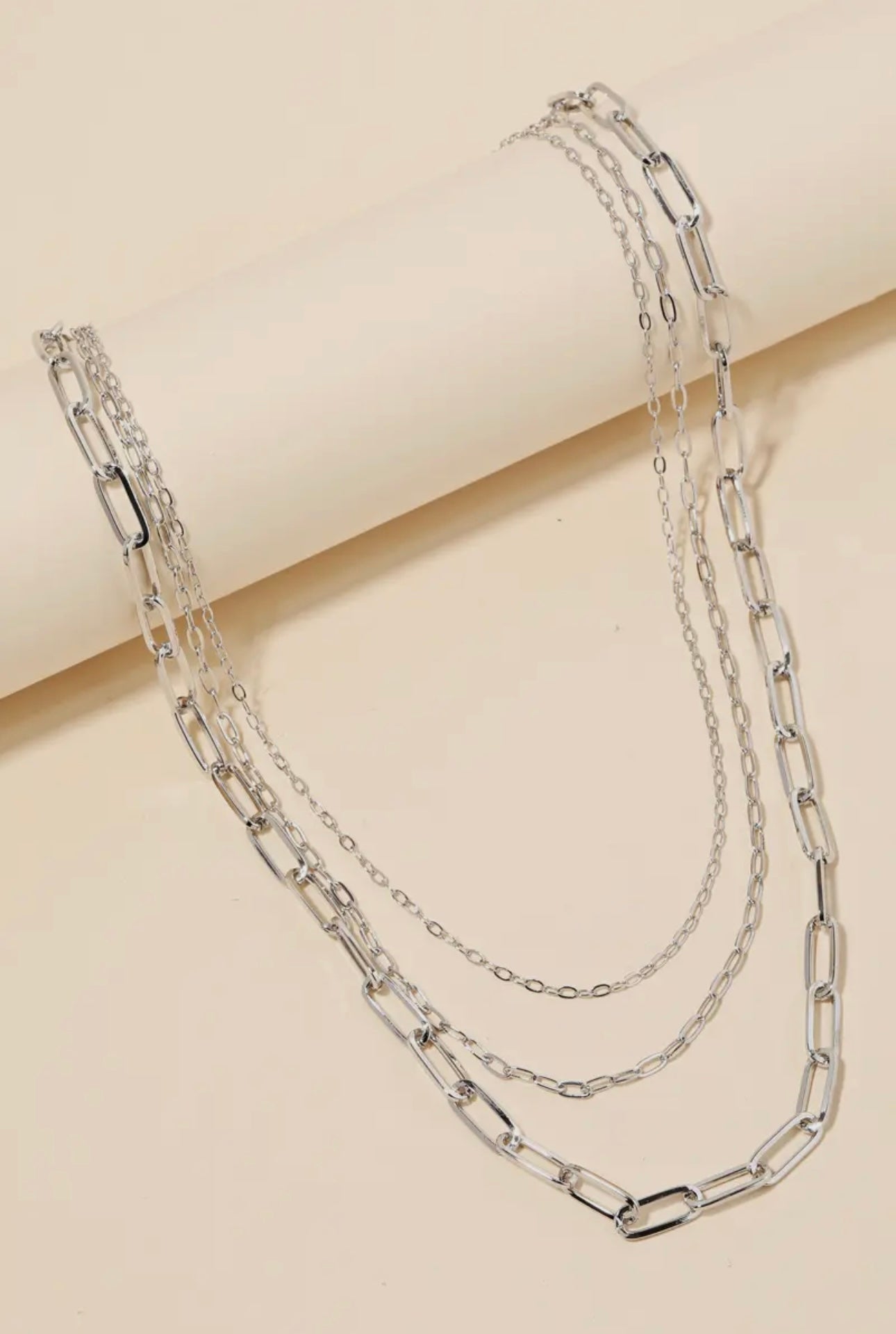 Silver Triple Chain Necklace