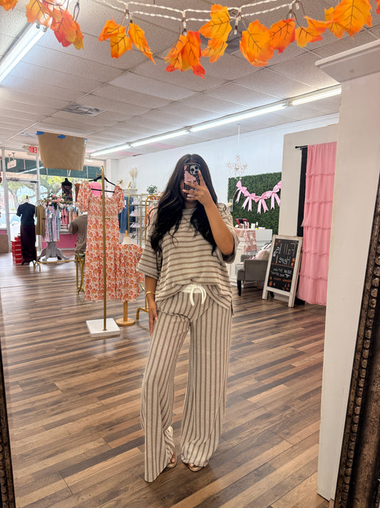 Mocha Ribbed Pants Set