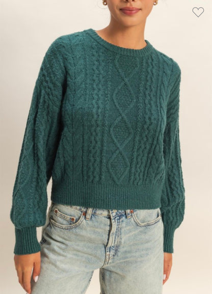 Cable Knit Deep Green Sweater