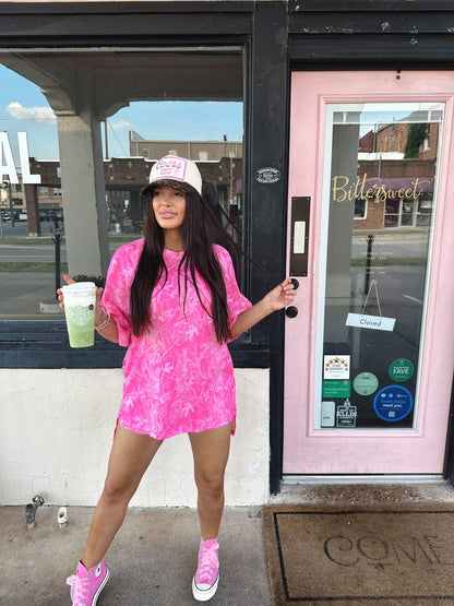 Exclusive Pink Camo Biker Short Set