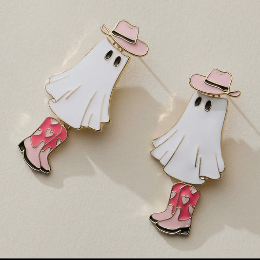 Howdy Pink Ghost Earrings
