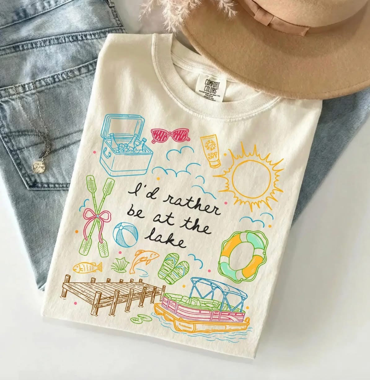 Rather Be At The Lake Tee In White