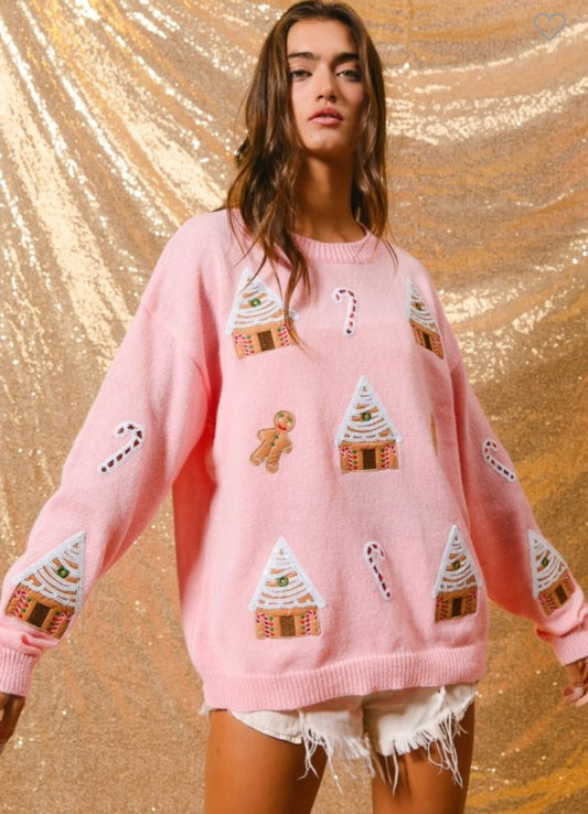 Christmas Gingerbread Patch Sweater