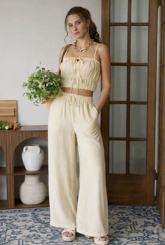 Light Yellow Wide Leg Set