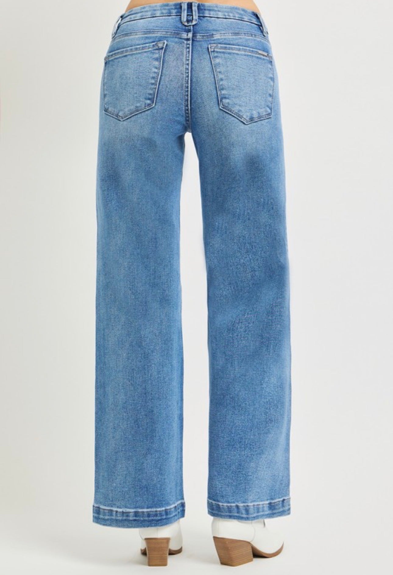 Tummy Control Medium Mid Rise Wide Leg Jeans