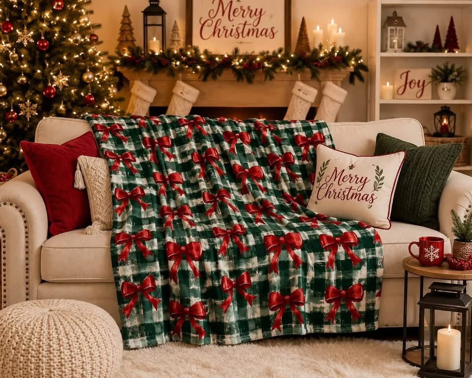 Luxury Christmas Bow Blanket