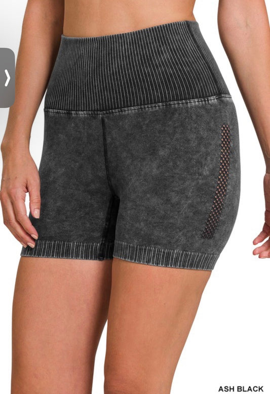 Washed Seamless High Waisted Shorts