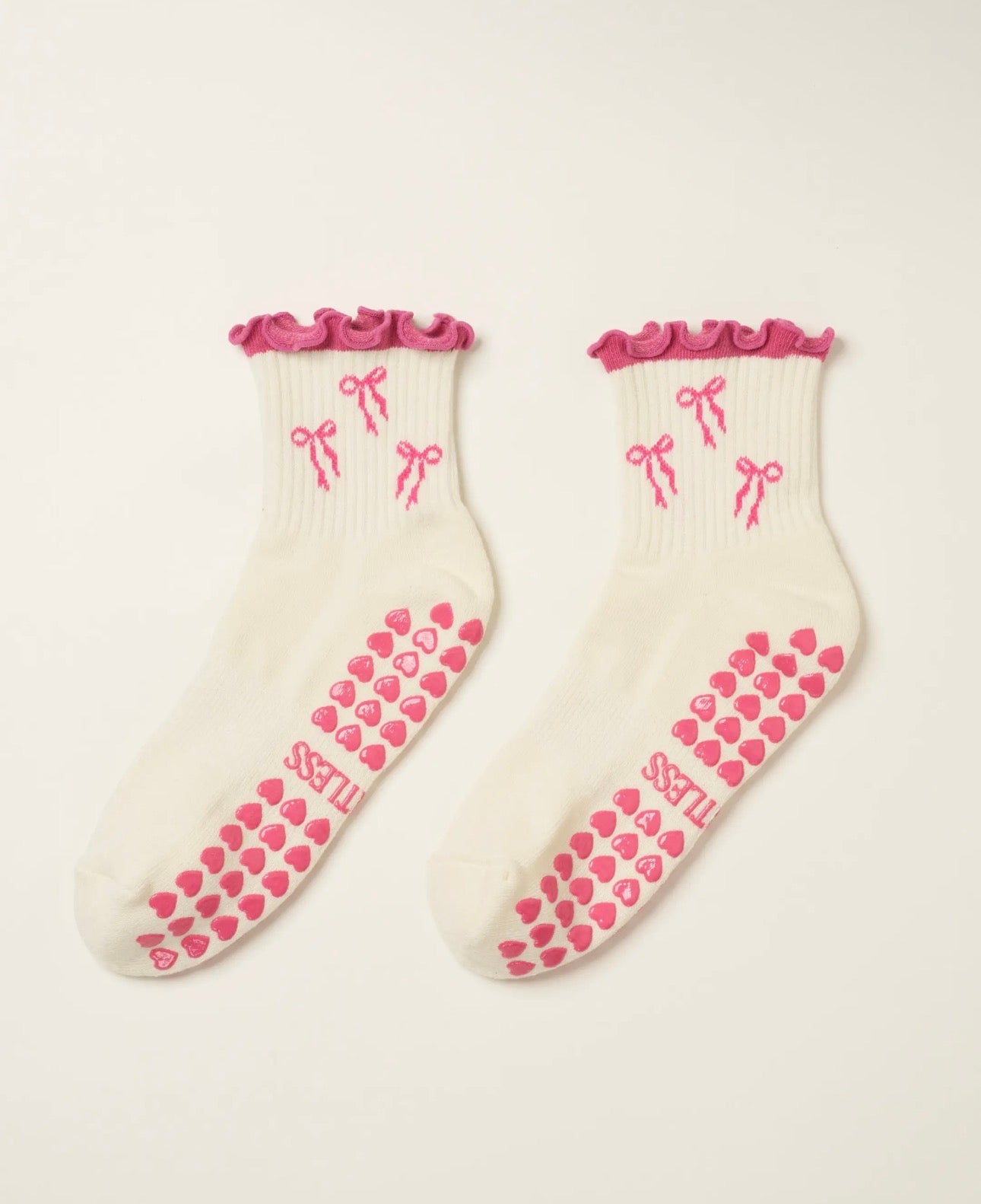 Hot Pink Bow Pilates Socks