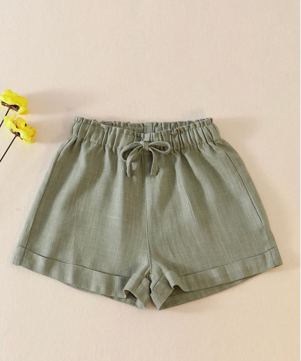 Sage Linen Shorts