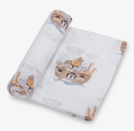 Noah’s Ark Muslin Swaddle Blanket 47x47