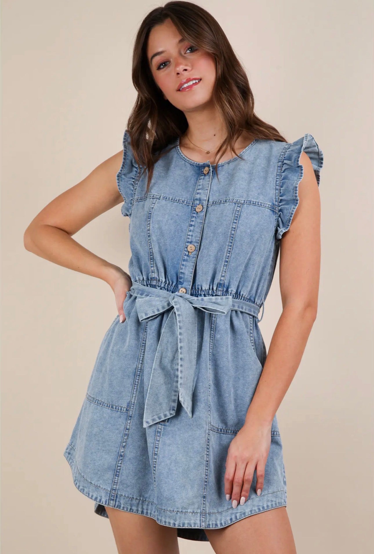 Washed Denim Chambray Dress