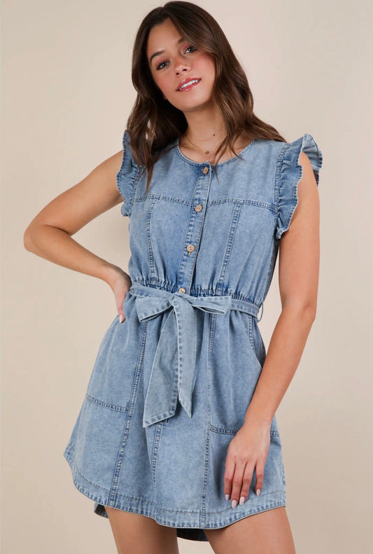 Washed Denim Chambray Dress