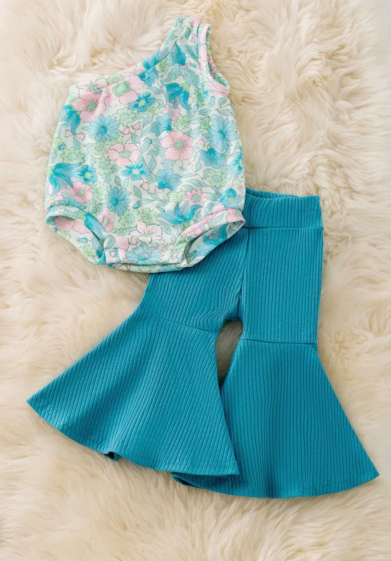 Blue Floral Pants Baby Set