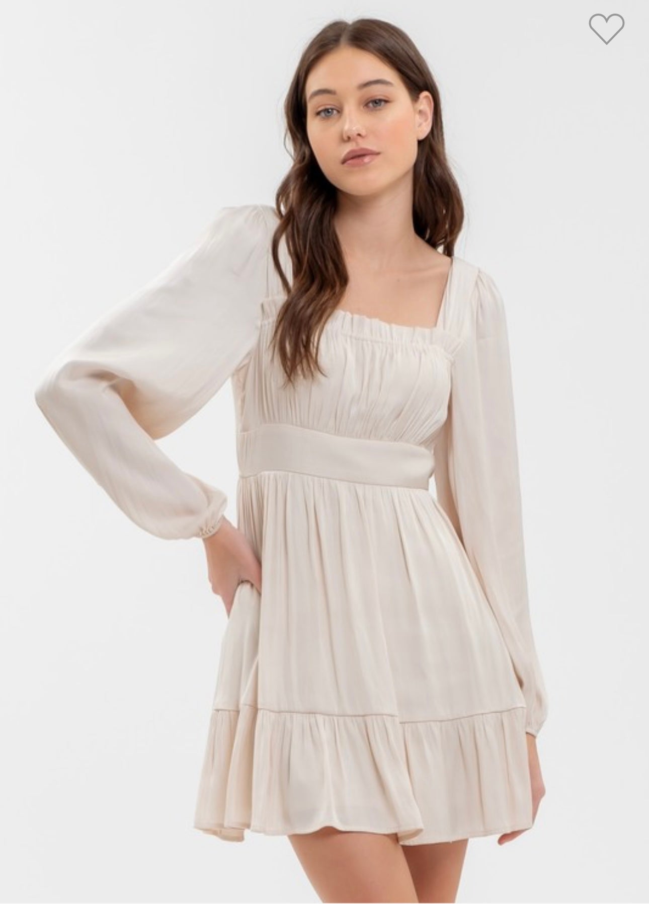 Champagne Long Sleeve Mini Dress