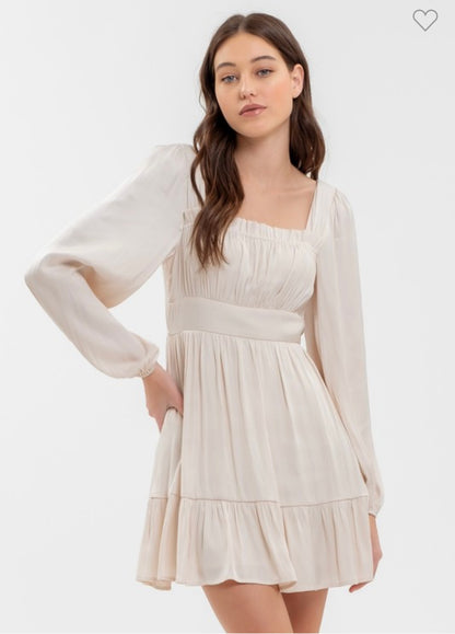 Champagne Long Sleeve Mini Dress