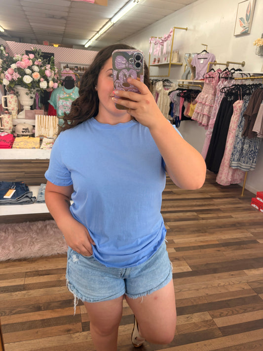 Blue Cotton Boyfriend Tee