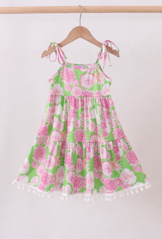 Pink Floral Ruffle Dress